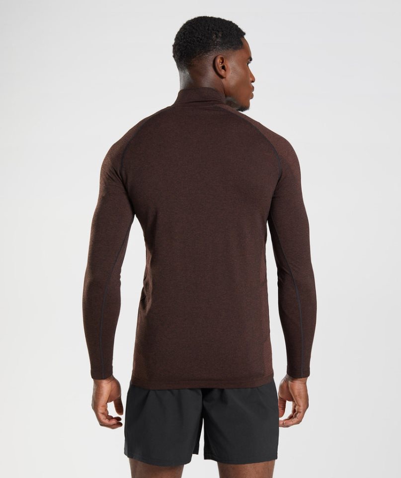 Men's Gymshark Vital Light 1/4 Zip Sweatshirts Dark Brown | NZ 0VYFPT